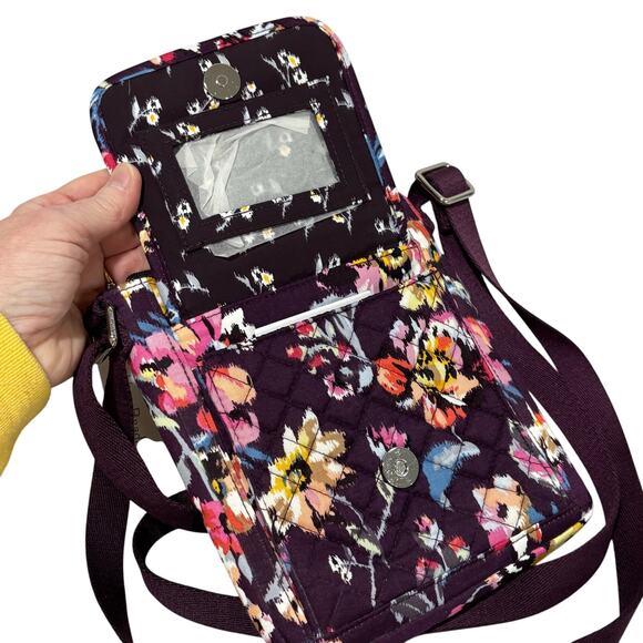 NEW Vera Bradley purse purple bag floral RFID protection Iconic Mini Hipster - Picture 6 of 7